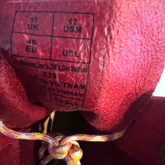 Dr.Martens  Men’s 939 Ben Suede Red Padded Collar Lace Up Boots New - Picture 13 of 16